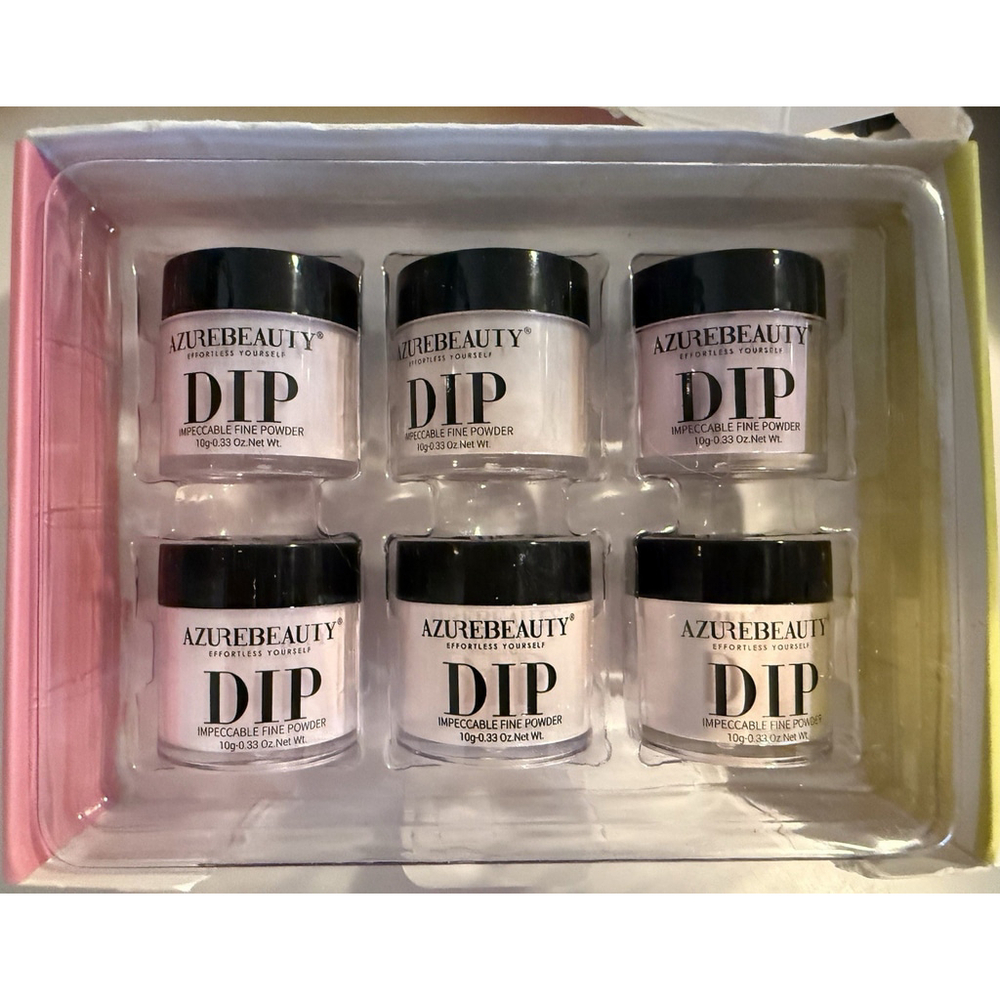 Set Of 6 Nail Dip Powder Starter Kit Pink/Nude AzureBeauty 10g Of Each Color NEW